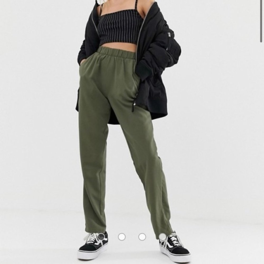 NWT Noisy May Olive Night Elastic Waist Pants